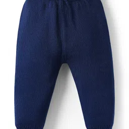 Babyhug Knitted Full Raglan Sleeves Pullover Sweater Set With Heart Design - Navy Blue image 4