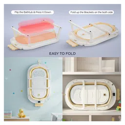 Baybee Tubby Bath Tub for Baby 0-5 Years, Foldable Baby Bathtub for Kids with Anti Skid Base & Drainer, Space Saving Design, Newborn Baby Bathing Tub for Girls & Boys with Temperature Meter (Beige) image 5