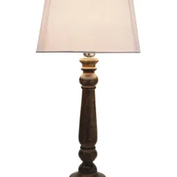 Homesake Antique Black Mabel Wood Table Lamp with White Drum Shade (Bulb Included) - Set of 1 image 2