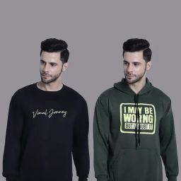 Vimal Jonney Black & Olive Regular Fit Printed Sweatshirt - Pack of 2-picture-1