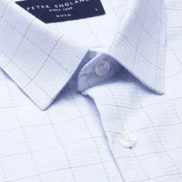 Peter England Blue Cotton Regular Fit Checks Shirt image 4