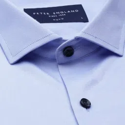 Peter England Blue Cotton Regular Fit Shirt image 4