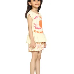 Kiddopanti Kids Beige Printed T-Shirt with Shorts image 4