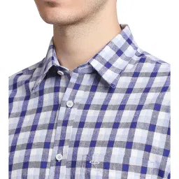 ColorPlus Medium Blue Checks Shirt image 5