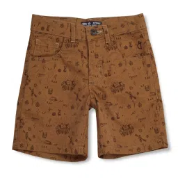 Gini & Jony Kids Brown Cotton Printed Bermuda image 1