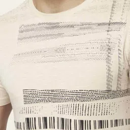 7 Alt by Pantaloons Beige Cotton Slim Fit Printed T-Shirt image 4