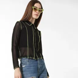 Only Black & Green Striped Shirt image 1