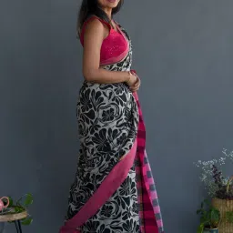 Suta Multicolored Cotton Floral Print Saree Without Blouse image 4