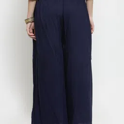 Clora Creation Women Pack Of 2 Navy Blue & Peach-Coloured Flared Knitted Ethnic Palazzos image 4