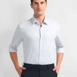 Arrow Light Green Cotton Slim Fit Checks Shirt image 1