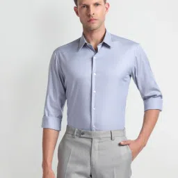 arrow new york Arrow Newyork Blue Cotton Slim Fit Shirt image 1