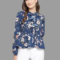 Latin Quarters Blue Floral Print Top image 1