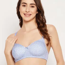 Clovia Blue Printed T-Shirt Bra image 1
