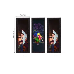 eCraftIndia Set Of 3 Radha Krishna Satin Matt Texture UV Art Painting image 3