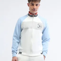 u.s. polo assn. Uspa Active White Cotton Regular Fit Colour Block Sports Sweatshirt image 1