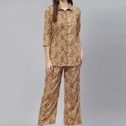 Cottinfab Mustard Printed Crepe Co-ord Set image 1