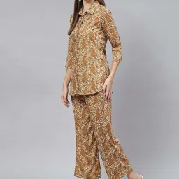 Cottinfab Mustard Printed Crepe Co-ord Set image 3