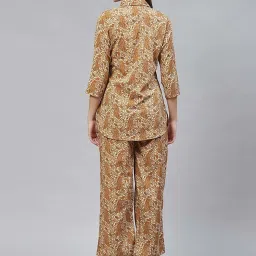 Cottinfab Mustard Printed Crepe Co-ord Set image 2