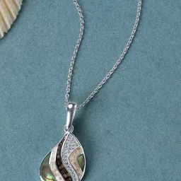 Mia by Tanishq 925 Silver Mother of Pearl Aqua Silver Pendant image 1