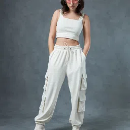 Bewakoof Off White Crop Top With Joggers image 1