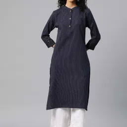 READIPRINT FASHIONS Blue Cotton Woven Straight Kurta image 1
