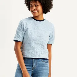 Levi's Blue Cotton Self T-Shirt image 1