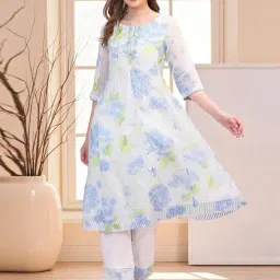 W White Regular Fit Floral Print Kurta-picture-45