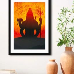 999Store Brown & Orange MDF Lord Shiva Mahadev Printed Paper Wall Painting - Set of 1-picture-42