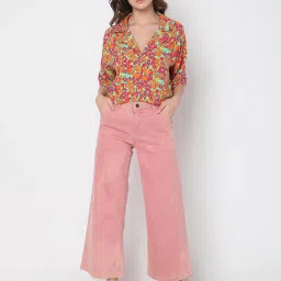 Vero Moda Multicolor Viscose Floral Print Crop Shirt image 4