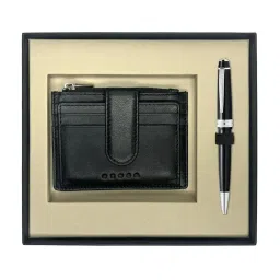 CROSS Black Brass Bailey Ball Point Pen With Card Holder Wallet Gift Set image 1