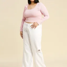 High Star White Relaxed Fit High Rise Plus Size Jeans image 4