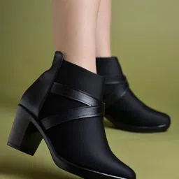 Shoetopia Women's Black Casual Booties image 1