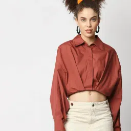 Remanika Maroon Regular Fit Crop Shirt-picture-18