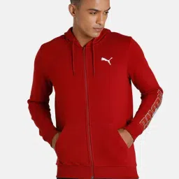 Puma Fleece Dark Red Slim Fit Hooded Jacket-picture-12