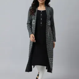 Aurelia Grey & Black Printed Straight Kurta-picture-16