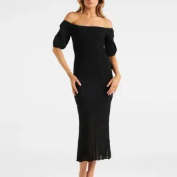 Forever New Black knit Maxi A Line Dress-image-41