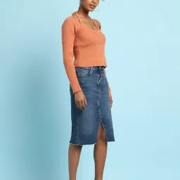 Forever 21 Peach Cotton Regular Fit Top image 4