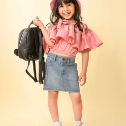 LilPicks Kids Pink Solid Crop Top image 4