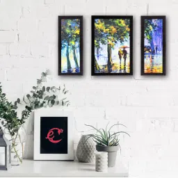 eCraftIndia Set Of 3 Beautiful Loving Couple Satin Matt Texture UV Art Painting image 1