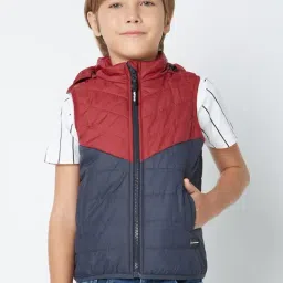 GAS Kids Navy & Maroon Color Block Jacket-image-52
