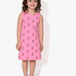 LilPicks Kids Pink Cotton Floral Print Dress-image-49