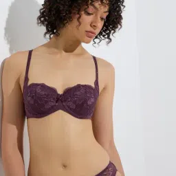 Wunderlove by Westside Plum Lace-Detailed Underwired Balconette Bra-picture-27