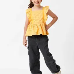 Kate & Oscar Kids Yellow Embroidered Top image 4