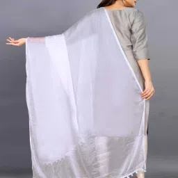 APNISHA White Plain Dupatta image 4