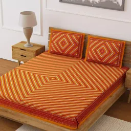 Living Roots Multicolor Jaipuri Printed Cotton Bed Sheet with 2 Pillow Cover image 3