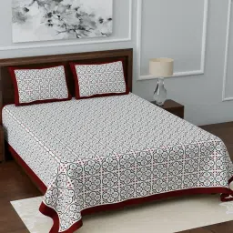 Living Roots Multicolor Jaipuri Printed Cotton Bed Sheet with 2 Pillow Cover image 3