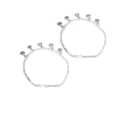 Priyaasi Silver Flexible Anklet - Set of 2 image 4