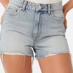 Forever New Blue Cotton Regular Fit Shorts image 1