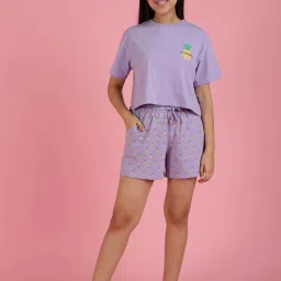 Lil Tomatoes Kids Purple Printed Top Set image 1