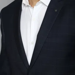 Louis Philippe Navy Slim Fit Checks Blazer image 4